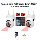 Combo 2 Câmeras Wi-Fi 1080P + 2 Cartões Micro SD 64GB - Frete Grátis e sem imposto