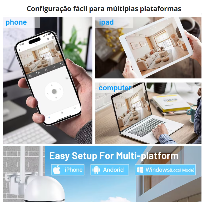 Combo 2 Câmeras Wi-Fi 1080P + 2 Cartões Micro SD 64GB - Frete Grátis e sem imposto