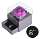 Colar Eu Te Amo em 100 Idiomas + Caixa com Rosa Eterna de BRINDE - Frete Grátis