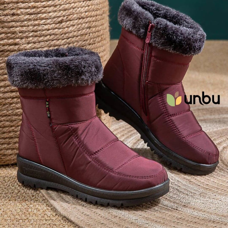 Bota de Inverno Feminina com pelúcia - Impermeável - Cano Médio com Zíper - Frete Grátis