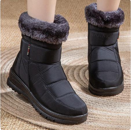 Bota de Inverno Feminina com pelúcia - Impermeável - Cano Médio com Zíper - Frete Grátis