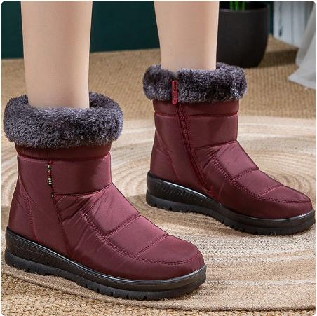 Bota de Inverno Feminina com pelúcia - Impermeável - Cano Médio com Zíper - Frete Grátis