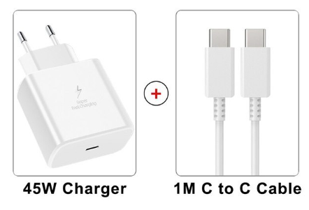 Carregador rápido 45 W + cabo 1 m (tipo C para tipo C) - Frete Grátis